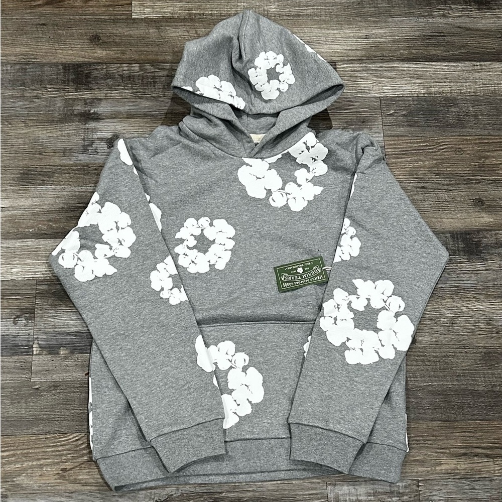 Grey/White Medium Denim Tears Hoodie
